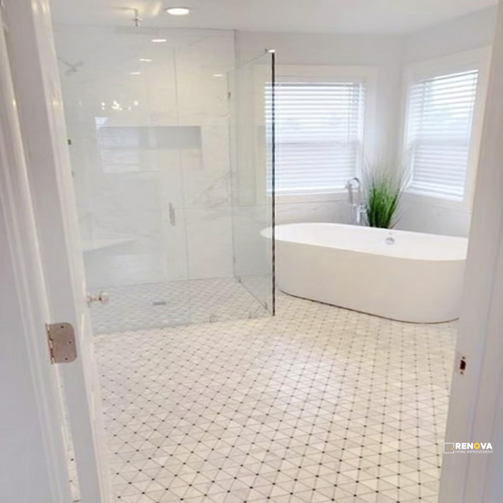 BIANCO CARRARA W/ NERO DOTS GENERATION Z SOFT TRIANGLES MOSAIC - 3