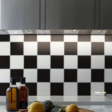 WHITE AND BLACK 4" CHECKERED MATTE MOSAIC - SMOT-PT-RETBIANER-4X4M - 4