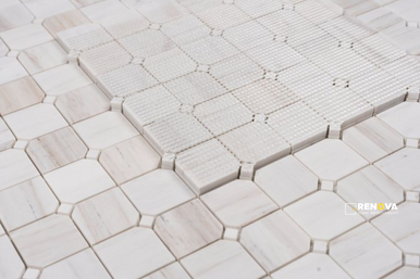 CLIPPED SQUARE WOODEN WHITE HONED MOSAIC 11.75" X 11.75" - 5