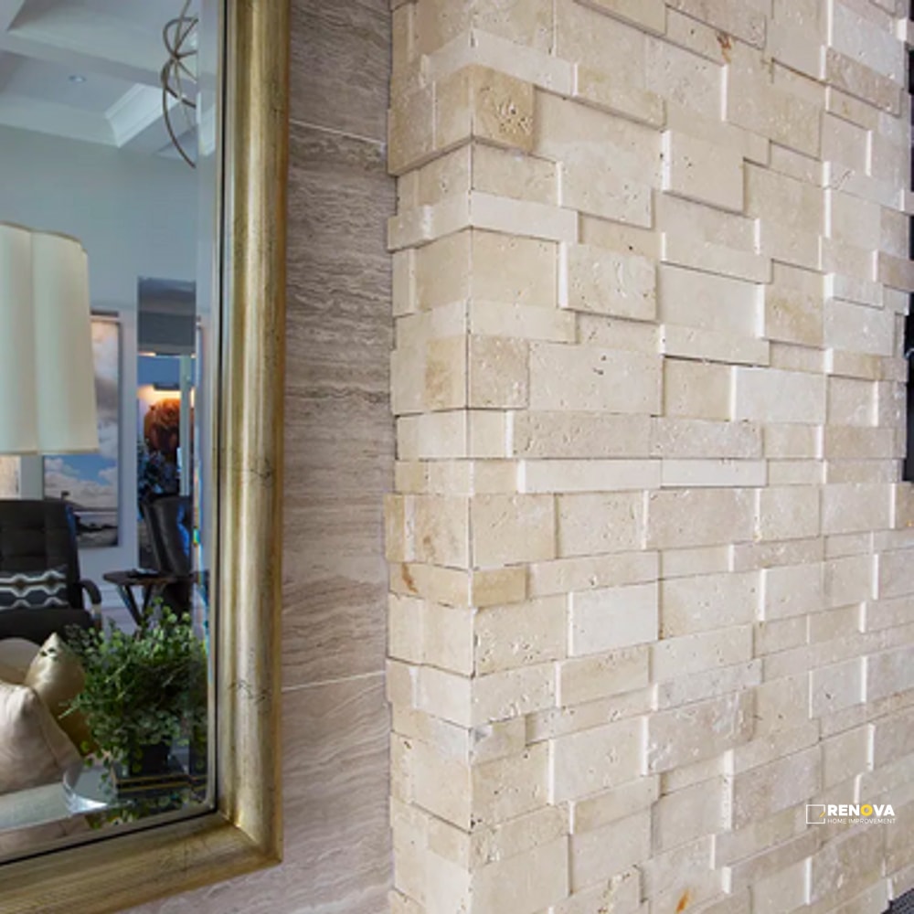 IVORY HONED 3D STACKED STONE 5-7/8" X 24" - 3