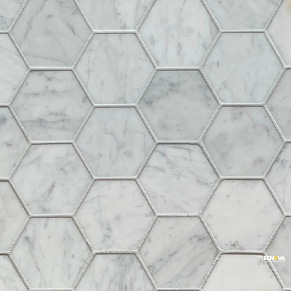 BIANCO CARRARA STONE ESSENTIALS HONED HEXAGON MOSAIC 3" - 2