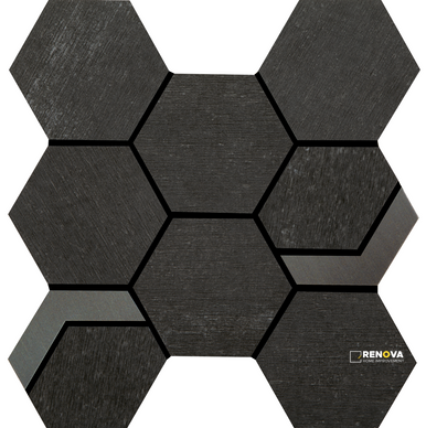 CROSSVILLE NATIVE METAL GRAPHITE BLACK 3-1/2X3-1/2 HEX MOSAIC WITH IRON UNPOLISH