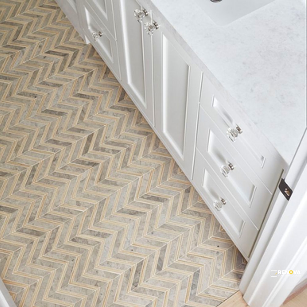 BROWN HONED CHEVRON MOSAIC - 2