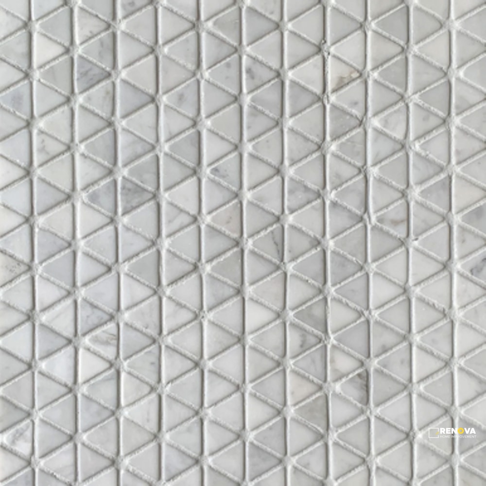 BIANCO CARRARA STONE ESSENTIALS HONED TUMBLED TRIANGLE MOSAIC 1" - 2