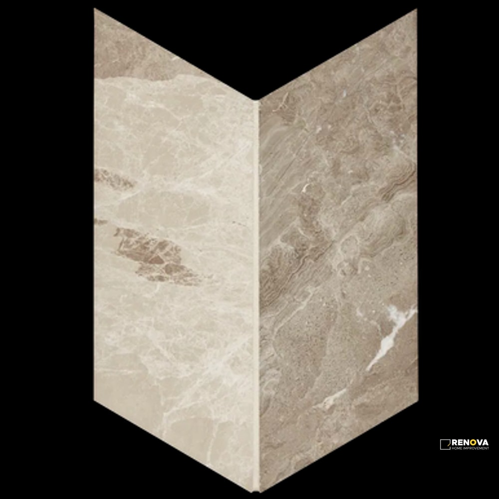 ATLANTIC GREY HONED LARGE CHEVRON MOSAIC