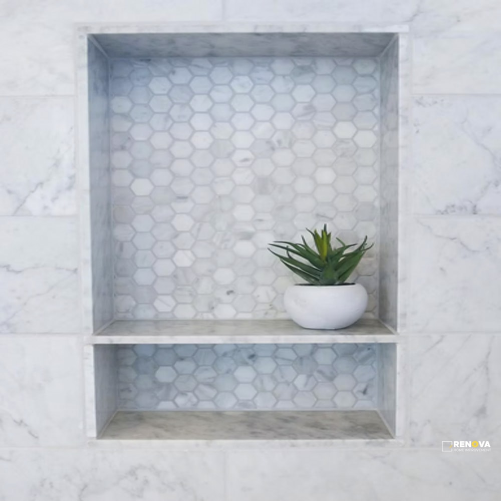 BIANCO CARRARA STONE ESSENTIALS HONED HEXAGON MOSAIC 1" - 3
