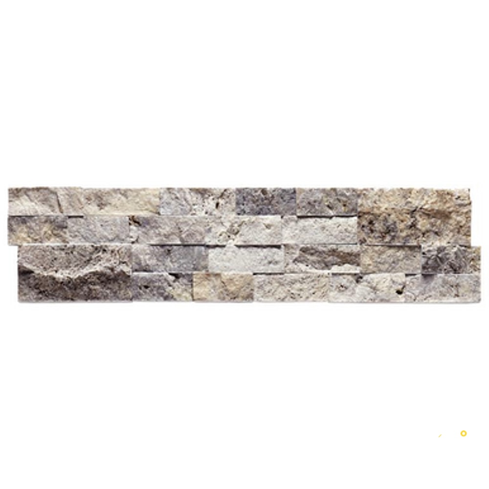 SILVER SPLIT FACE 3D STACKED STONE 5-7/8" X 24" - 2