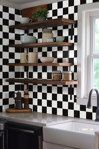 WHITE AND BLACK 4" CHECKERED MATTE MOSAIC - SMOT-PT-RETBIANER-4X4M - 5