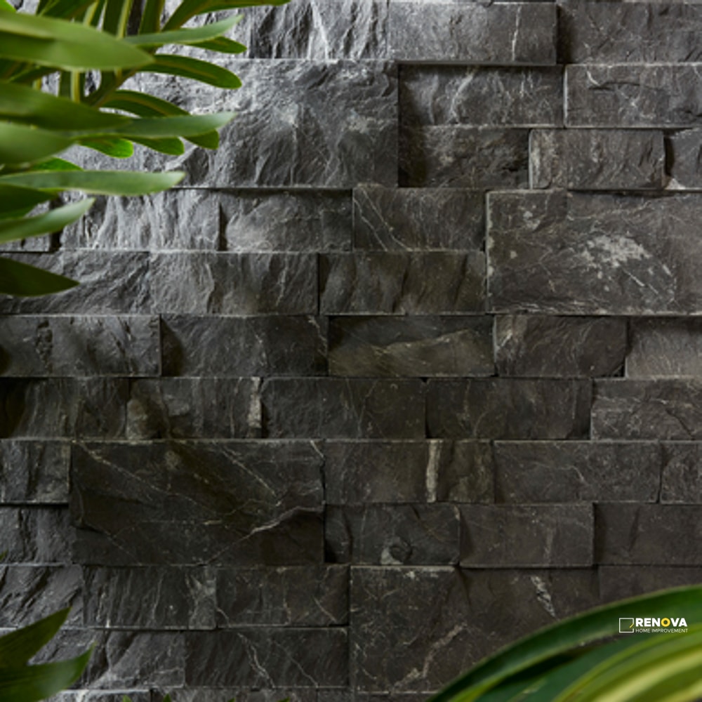 TAURUS BLACK SPLIT FACE 3D STACKED STONE 5-7/8" X 24" - 5