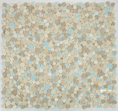 PEACH BLUE ROMA GLASS MOSAIC 12" X 12" - 3