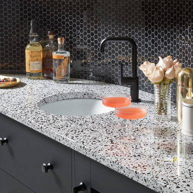 CHAPTER 18 - ROTUNDA NERO MARQUINA 1" HEXAGON MOSAIC ON 10-3/4" X 11-3/8" - FLOJEF515
