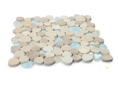 PEACH BLUE ROMA GLASS MOSAIC 12" X 12" - 4