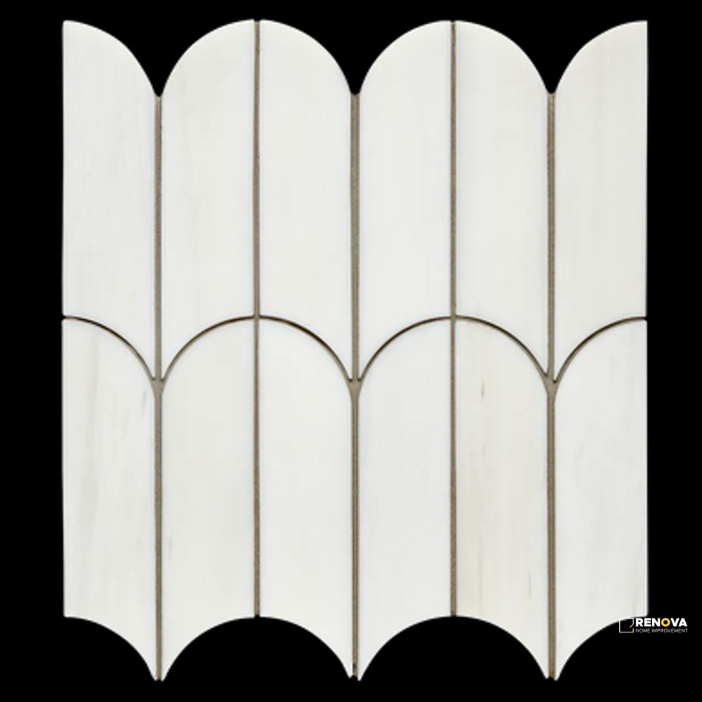 DOLOMITE WHITE HONED ARCH MOSAIC - 3