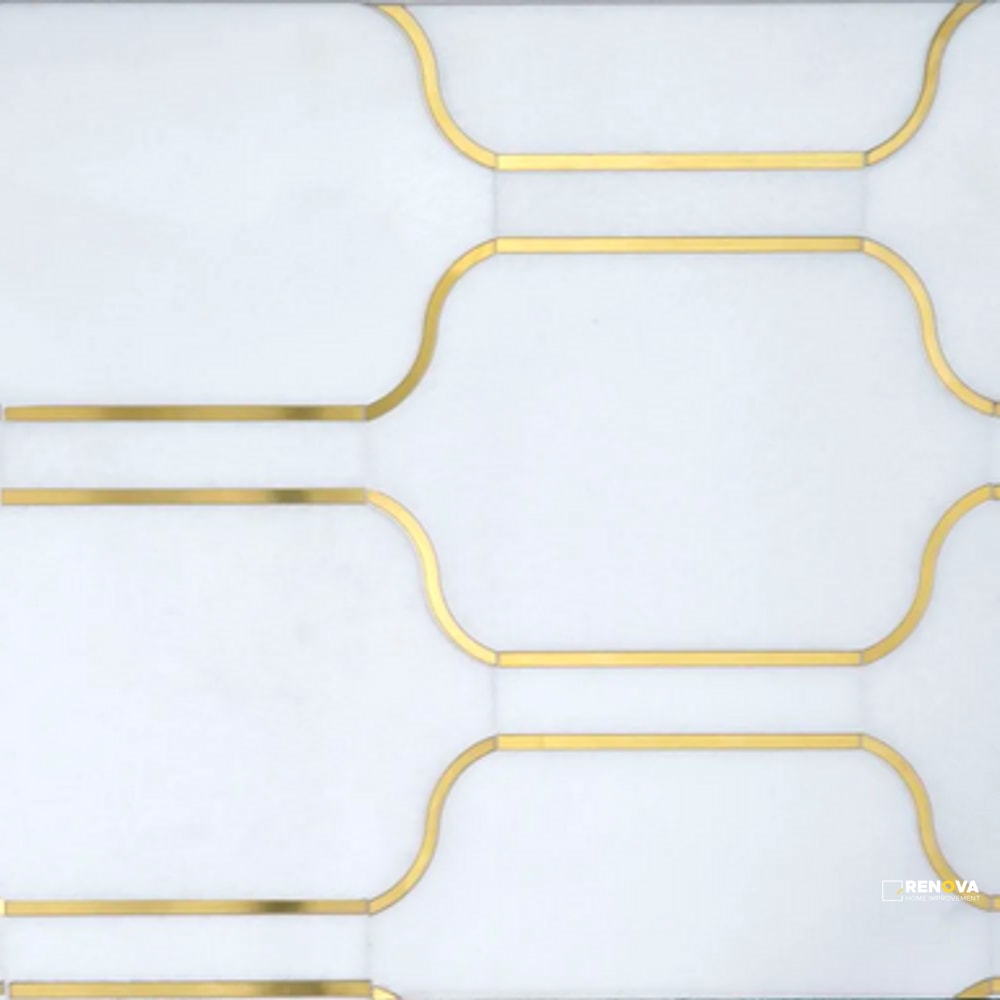 CHAPTER SPEC09 - ALLURE THASSOS POLISHED W/ GOLD MOSAIC 11-3/4" X 11-3/4" - 3