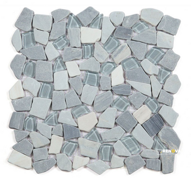 PEBBLE BLUE MOSAIC 12" X 12"