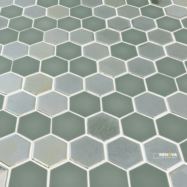 CHAPTER SPEC09 - BRILL OLIVE GLASS HEXAGON MOSAIC 10-3/4" X 12-1/2" - 3