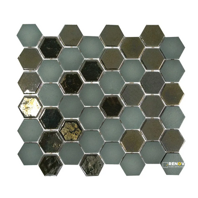 CHAPTER SPEC09 - BRILL OLIVE GLASS HEXAGON MOSAIC 10-3/4" X 12-1/2" - 2