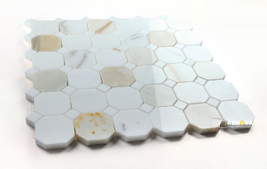 OCTAGON CALACATTA GOLD MOSAIC 11.75" X 11.75" - 3