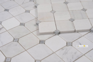 CLIPPED SQUARE MILKY WHITE HONED MOSAIC 11.75" X 11.75" - 5