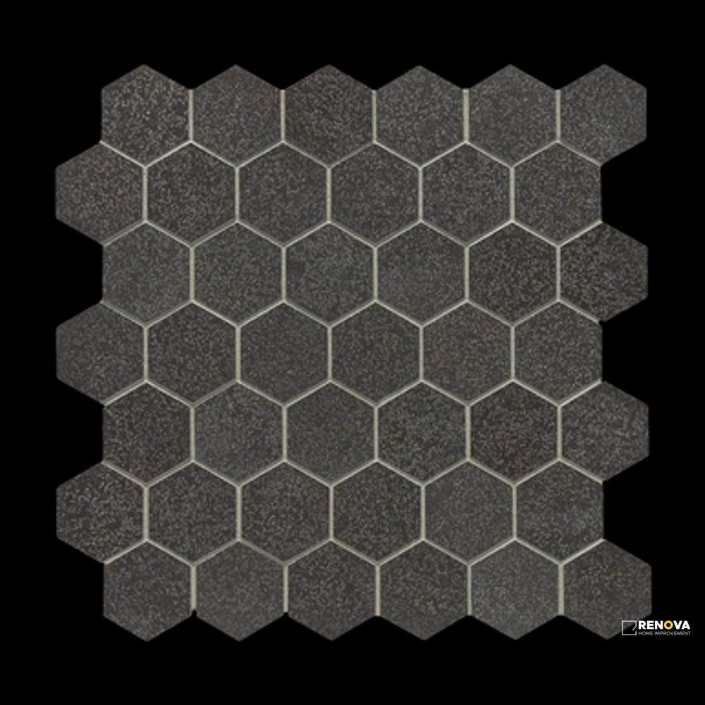 BASALT HONED HEXAGON MOSAIC 2" X 2"