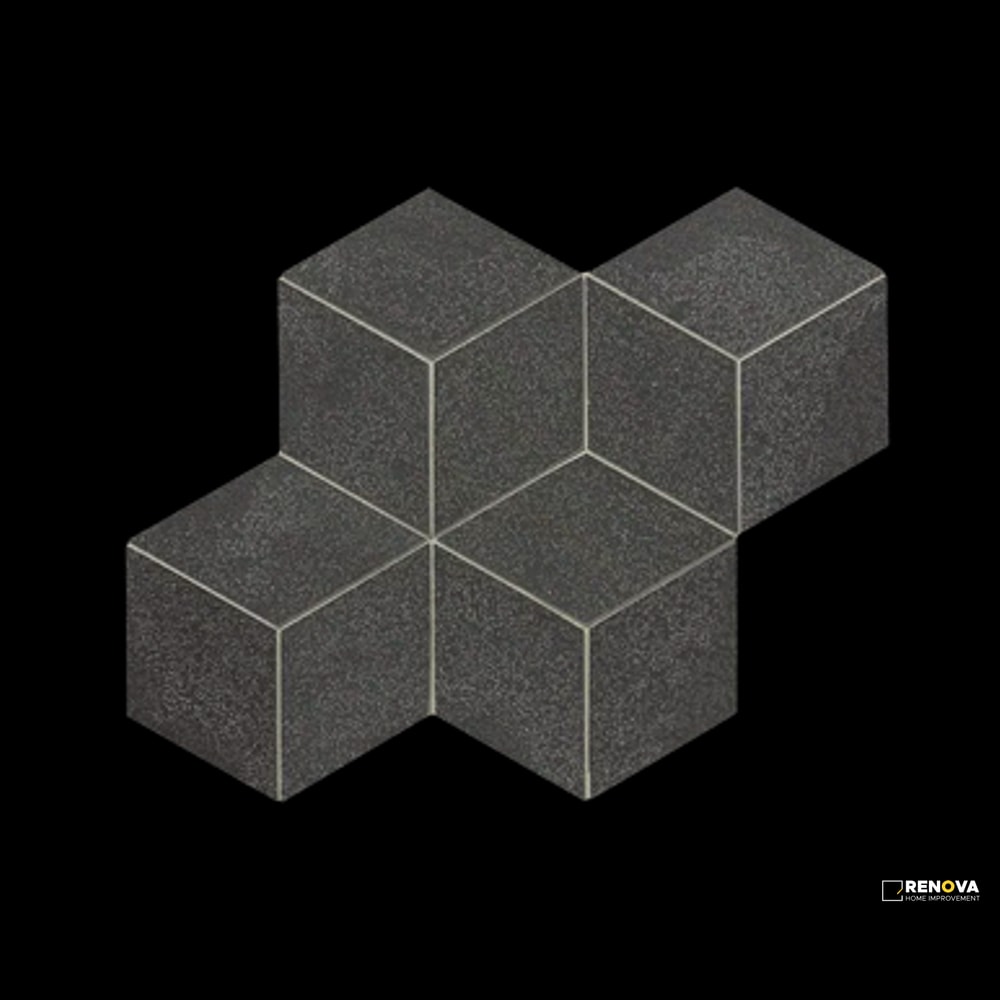 BASALT HONED LARGE RHOMBOID MOSAIC - 2