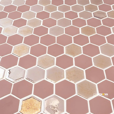 CHAPTER SPEC09 - BRILL ROSE GLASS HEXAGON MOSAIC 10-3/4" X 12-1/2" - 3