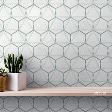 GEOMETRO 2.0 GLASS MATTE HEXAGON MOSAIC 16" X 9" - 7
