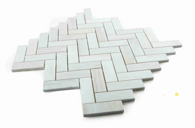 HERRINGBONE WOODEN WHITE HONED MOSAIC 12" X 12" - 3