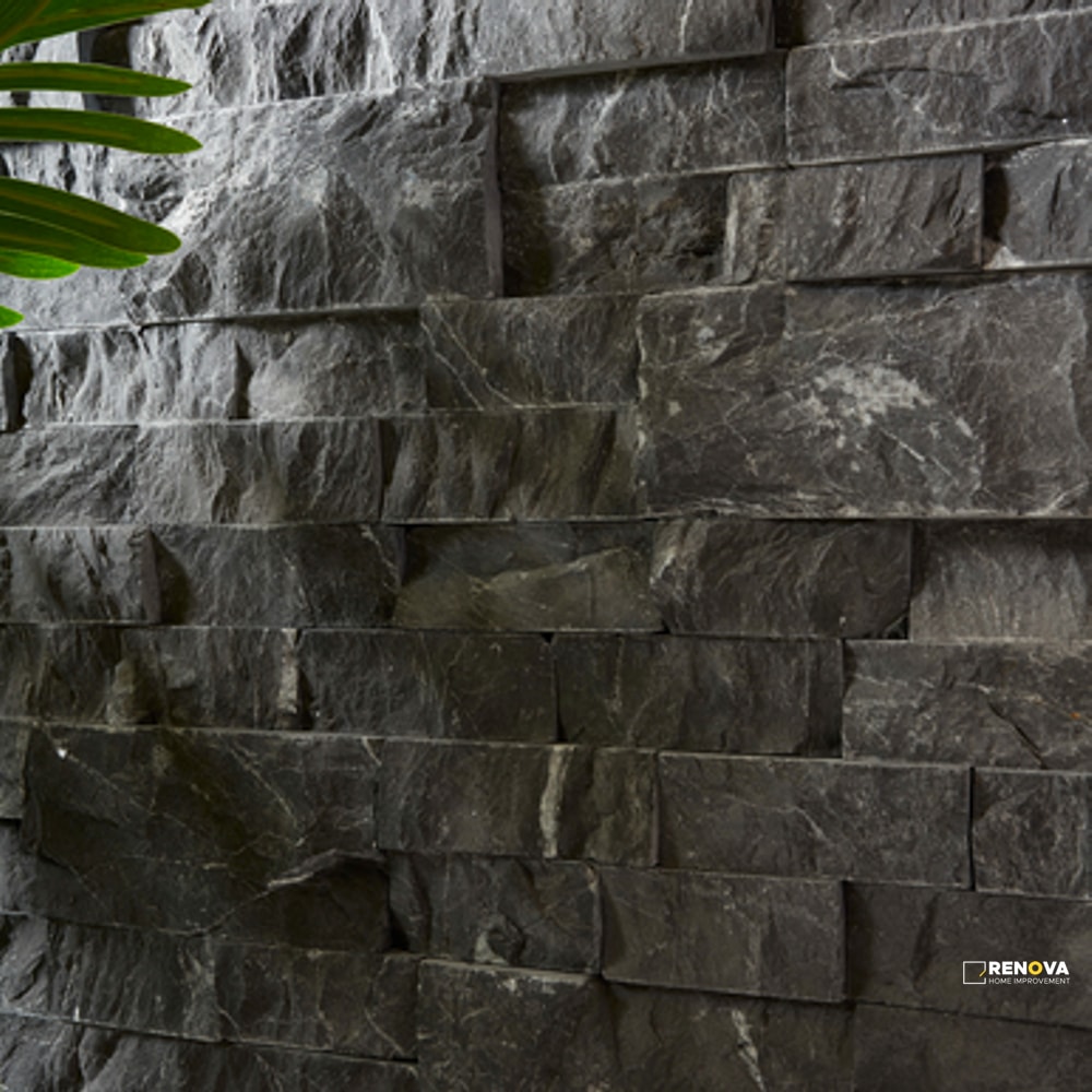 TAURUS BLACK SPLIT FACE 3D STACKED STONE 5-7/8" X 24" - 4