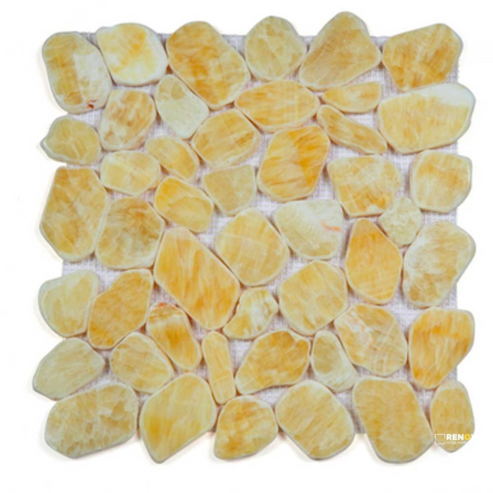 RIVER STONE HONEY ONYX MOSAIC 12" X 12"