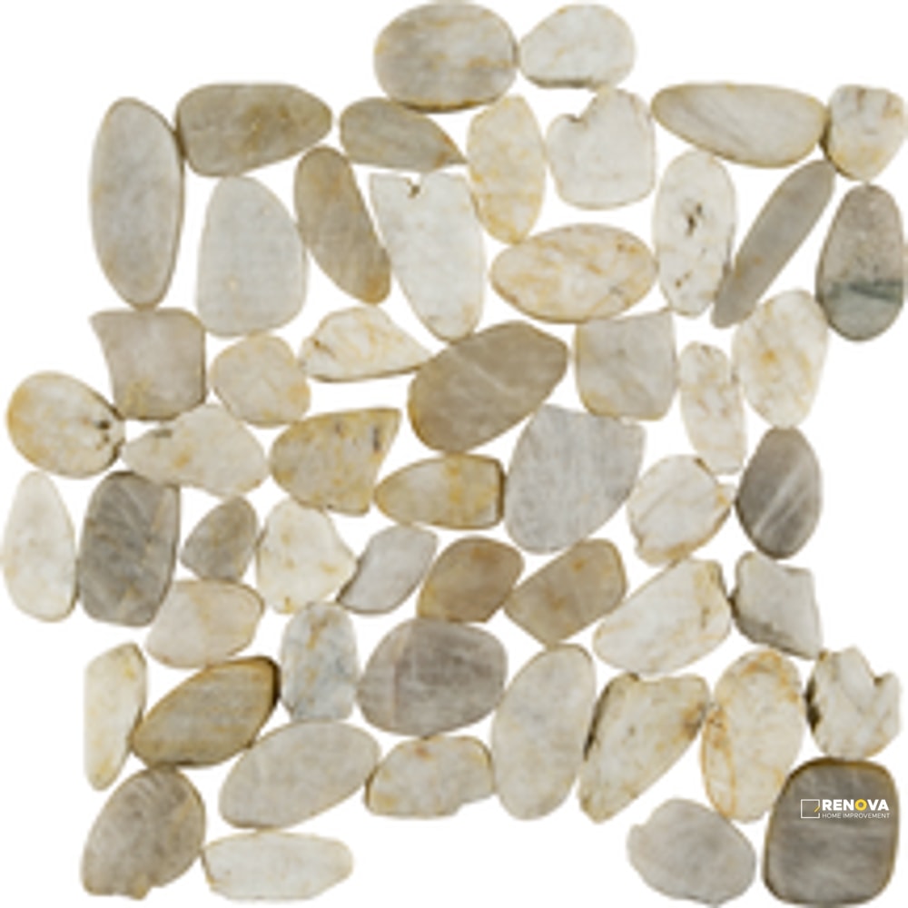 PIETRA ART PEBBLES WHITE SNOWBALL FLAT 12" X 12" - 6