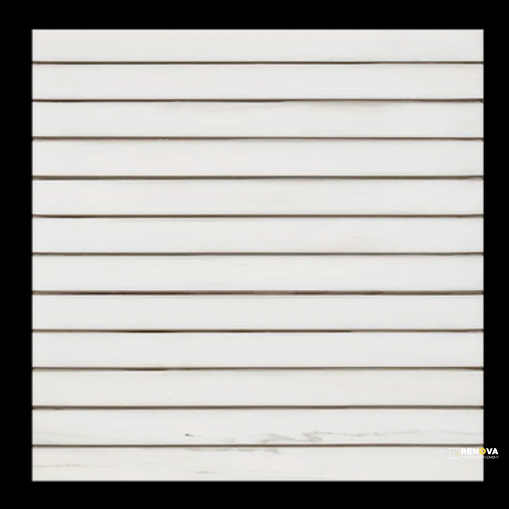 DOLOMITE WHITE HONED STRAIGHT STACK MESH MOSAIC 1" X 12" - 2