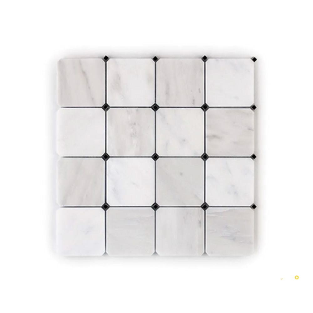 CHAPTER 15 - STATUARIO OCTAGON BLACK DOT MOSAIC 11-1/4" X 11-1/4" - 4