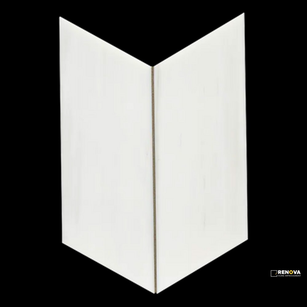 DOLOMITE WHITE LARGE CHEVRON MOSAIC - 2