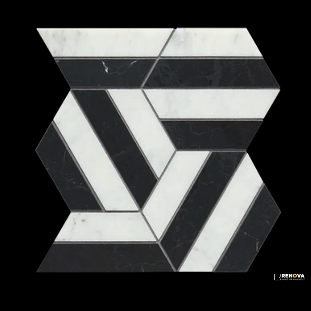 NOIR/BLANC HONED PRISM MOSAIC - 2