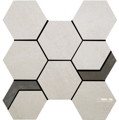 CROSSVILLE NATIVE METAL NOBLE PLATINUM 3-1/2X3-1/2 HEX MOSAIC WITH IRON UNPOLISH - 2