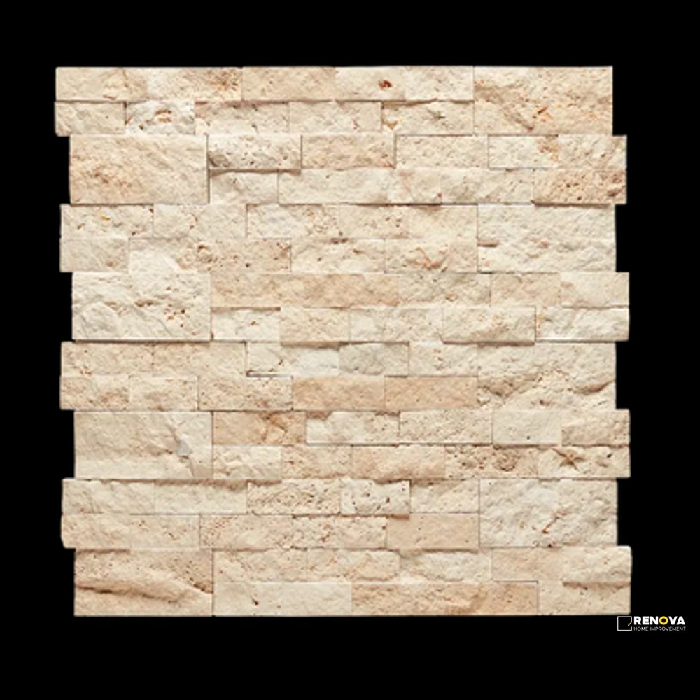 IVORY/NOCE SPLIT FACE 3D STACKED STONE 5-7/8" X 24"