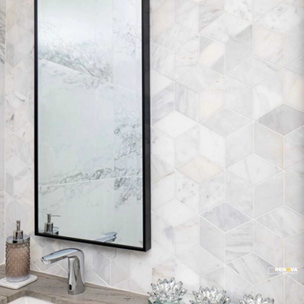 CALACATTA GRIS HONED RHOMBOID MOSAIC
