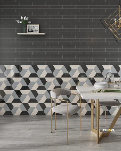 EMOTIVE NEUTRAL TRAPEZOID WALL TILE 4" X 9"