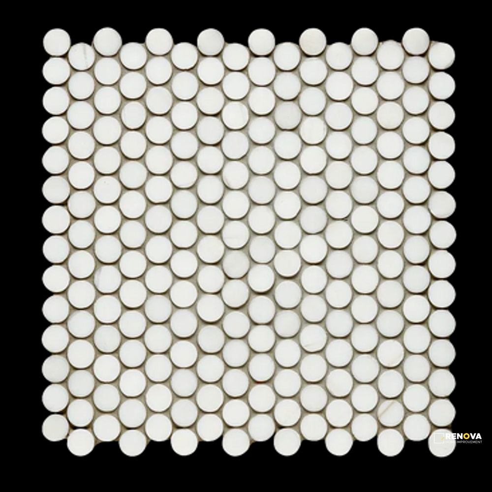 DOLOMITE WHITE PENNY ROUND MOSAIC 3/4"