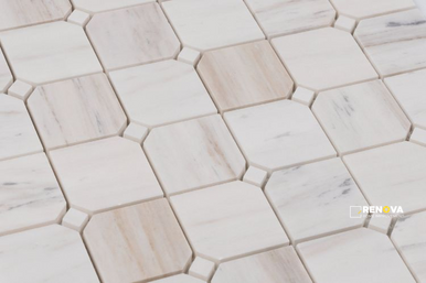 CLIPPED SQUARE WOODEN WHITE HONED MOSAIC 11.75" X 11.75" - 2