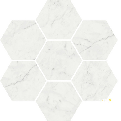 VALLELUNGA CARRARA 4 IN HEXAGON MOSAIC SHEETS ARE APPROX 9X9.75 - .61 SF - 2