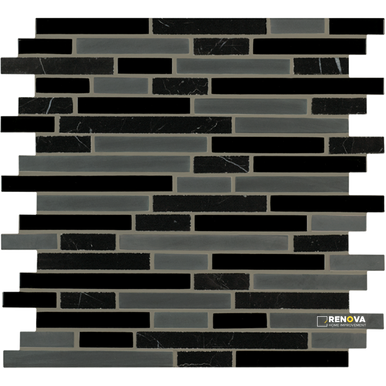 CROSSVILLE EBB AND FLOW CINDERS AND SMOKE MIXED LINEAR MOSAIC 1 SF/SHT
