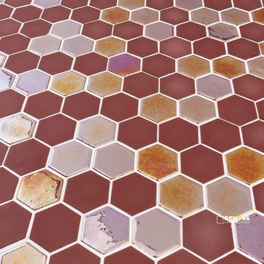 CHAPTER SPEC09 - BRILL BURGUNDY GLASS HEXAGON MOSAIC 10-3/4" X 12-1/2" - 2