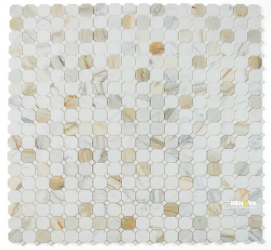 OCTAGON CALACATTA GOLD MOSAIC 11.75" X 11.75" - 4