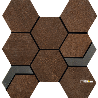 CROSSVILLE NATIVE METAL COPPER DEPOSIT 3-1/2X3-1/2 HEX MOSAIC WITH IRON UNPOLISH - 2