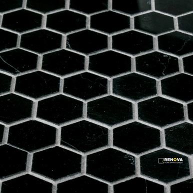 CHAPTER 18 - ROTUNDA NERO MARQUINA 1" HEXAGON MOSAIC ON 10-3/4" X 11-3/8" - FLOJEF515 - 2
