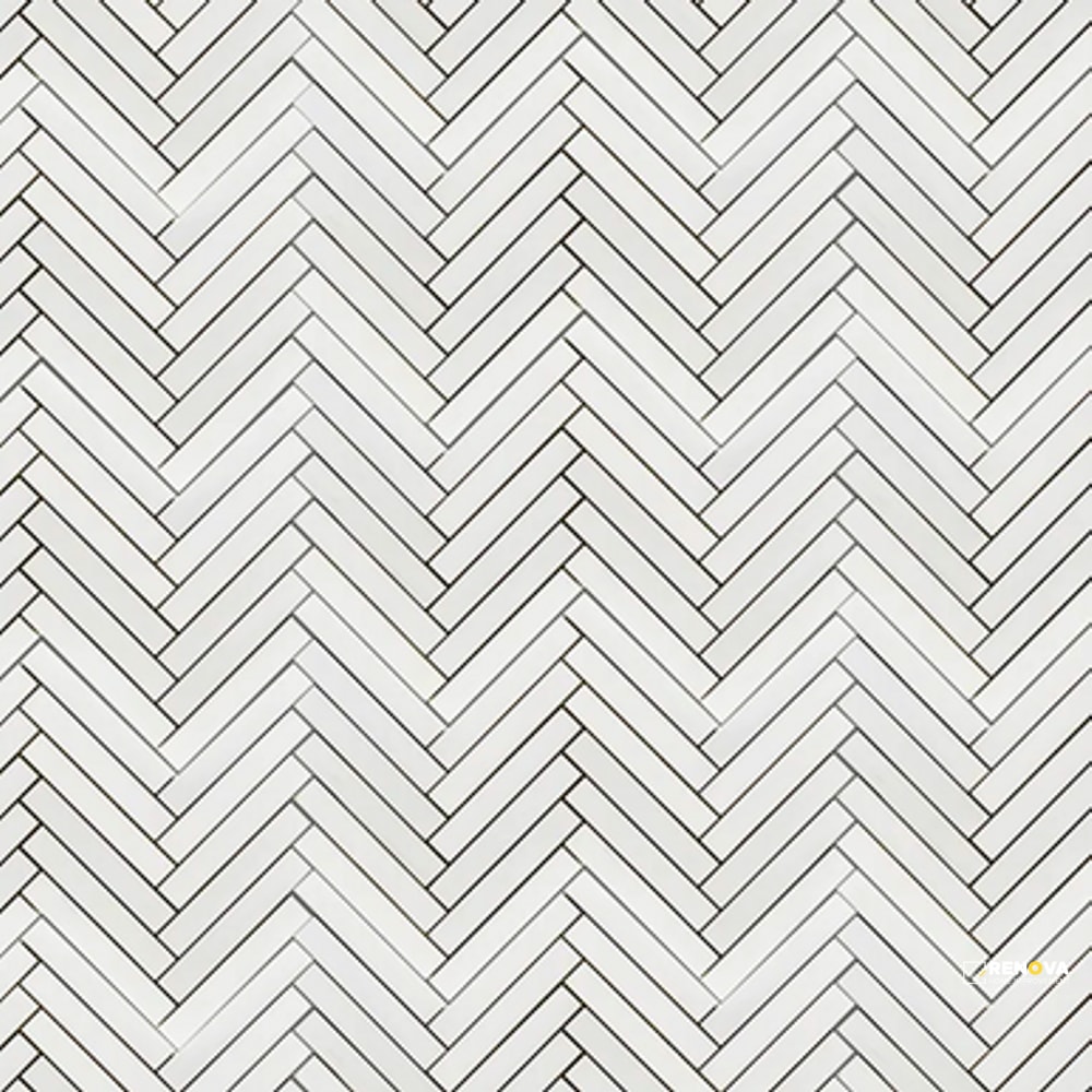 DOLOMITE WHITE HONED HERRINGBONE MOSAIC 1" X 6" - 2