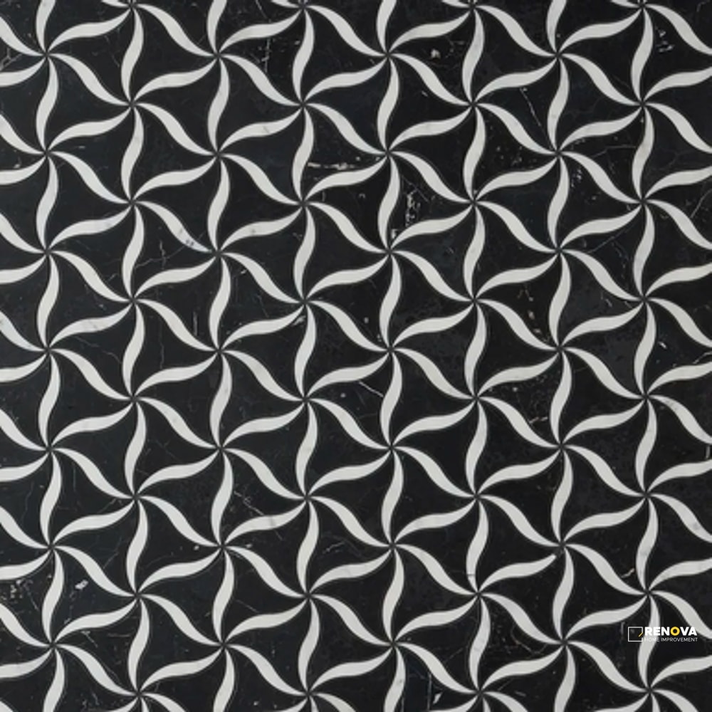 NOIR/BLANC HONED PETAL MOSAIC - 6