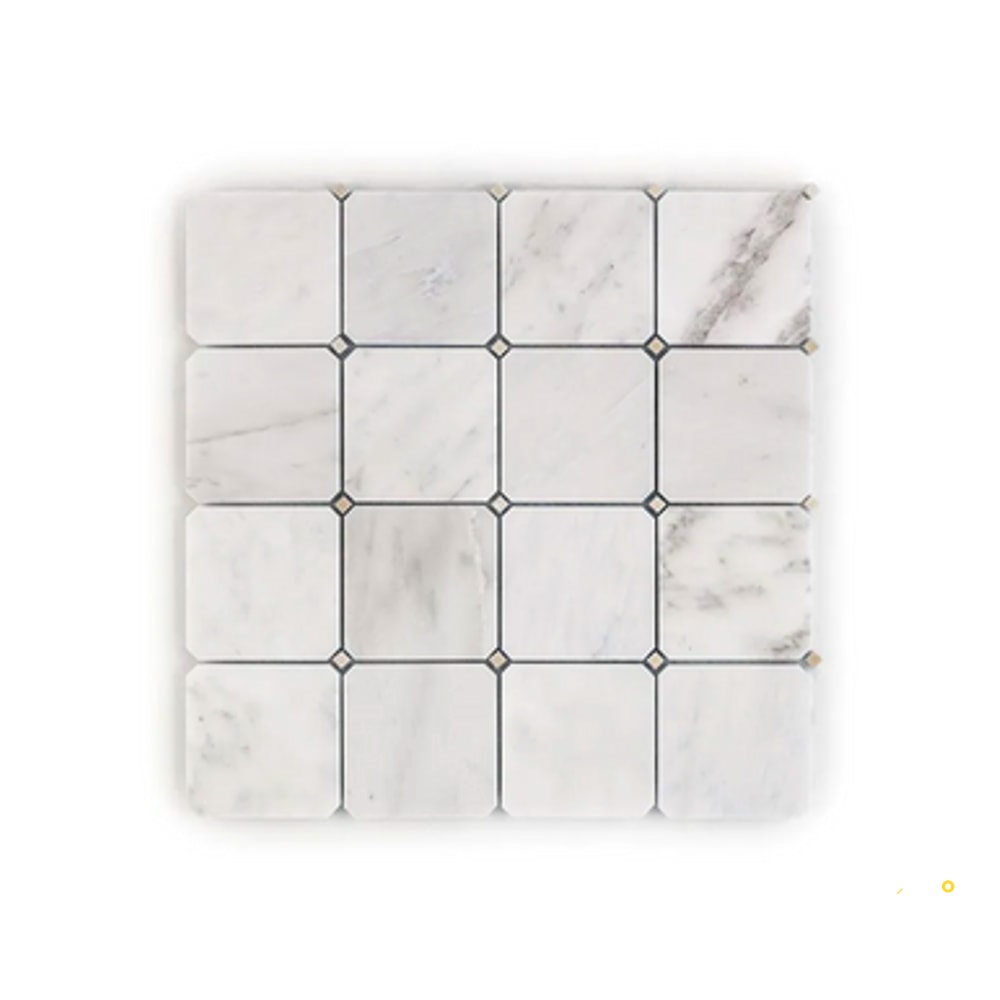 CHAPTER 15 - STATUARIO OCTAGON BOTTICINO DOT MOSAIC 11-1/4" X 11-1/4" - 2